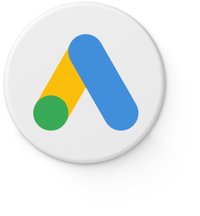 Google-Ads-Logo als große runde Illustration