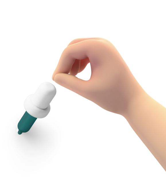 Hand hält eine CBD-Öl-Pipette über Hanfblättern
