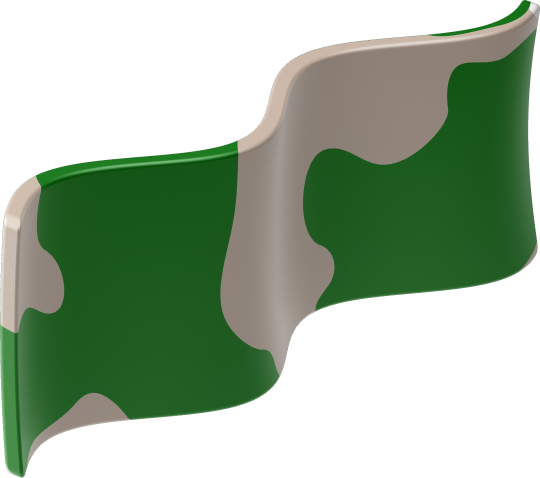 Aufgeklapptes 3D-Objekt in Grün- und Sandtönen – Illustration zur Strategie