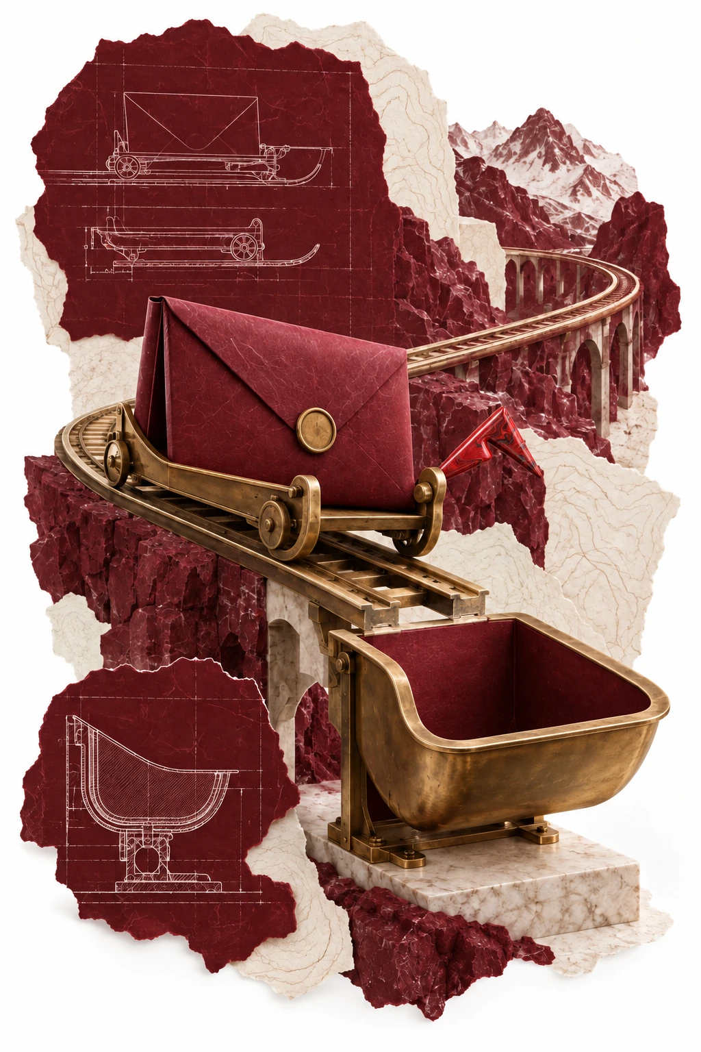 Umschlag auf Schienen zum Behälter – Originalillustration aus Kapitel I.01a