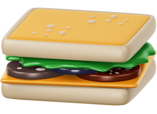3D-Illustration eines belegten Sandwiches