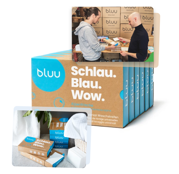 bluu Waschstreifen-Verpackung – 3D-Illustration