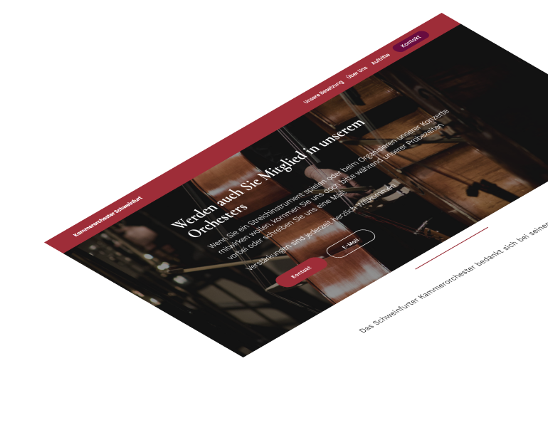 Perspektivische Ansicht der neuen Kammerorchester-Website