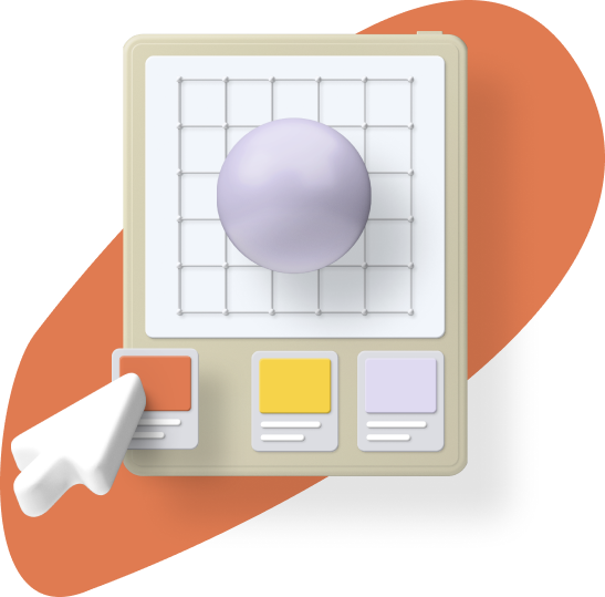 Illustration: Zeiger klickt auf ein UI-Element mit Formkomposition