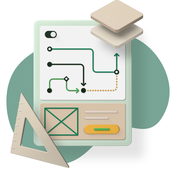 Illustration: Skizze einer Website-Struktur mit Formen