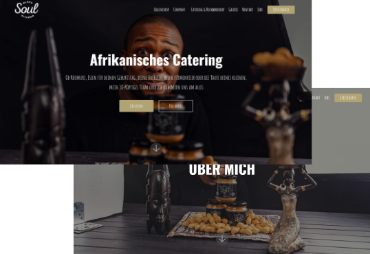 Angerichtetes Gericht des Black-Soul-Kitchen-Cateringsauftritts
